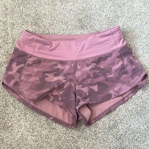 Lululemon pink camo speed up shorts